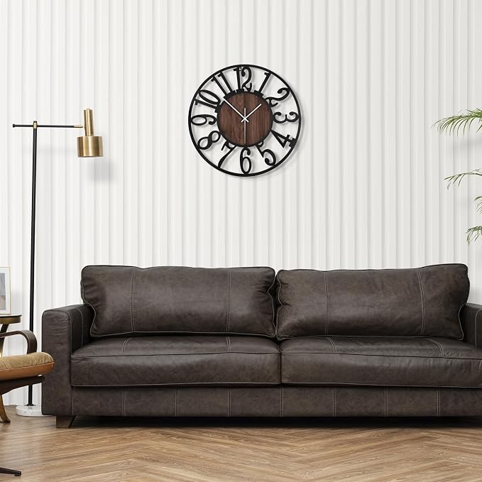 LEIKE 14in Arabic Numeral Wall Clock Battery Operated Black, Silent Non Ticking, Wall Clocks for Living Room Decor, Small Classic for School, Office, Home, Kitchen, Bedroom