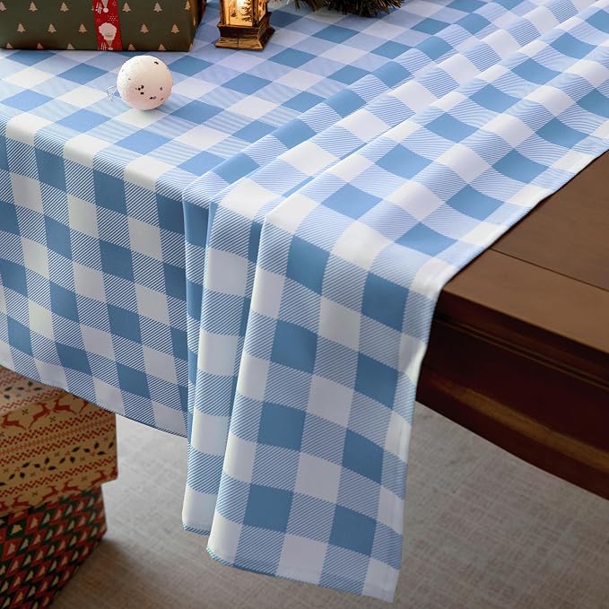 Waterproof Plaid Tablecloth Fabric - Square 25x25 Inch Classic Gingham Checker Buffalo Table Cover for BBQs, Parties