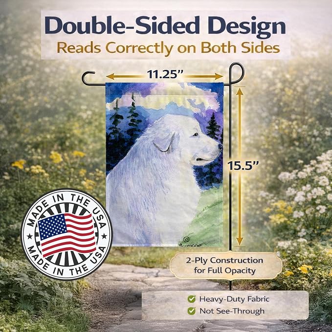 Caroline's Treasures SS8980GF Great Pyrenees Garden Flag Mailbox Flag Decorative Yard Flag Banner Outside Patio Artwork Yard Flower Beds, Garden Size, Multicolor