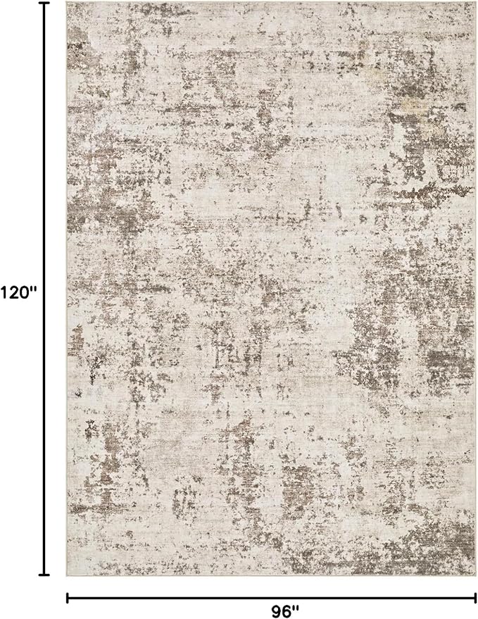 UERMEI 8x10 Washable Area Rug - Neutral Modern Abstract Living Room Rugs, Non-Slip Soft Large Indoor Floor Carpet for Bedroom Home Office & Under Dining Table Decor, Dark Brown