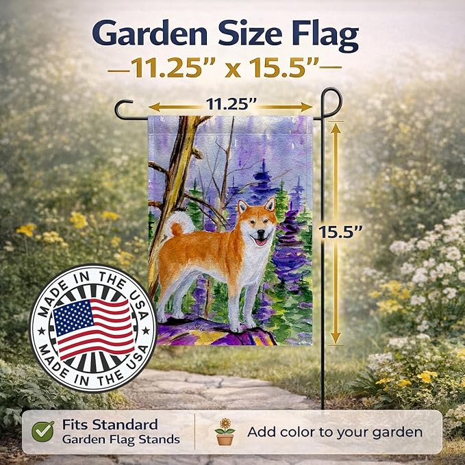 Caroline's Treasures SS8629GF Shiba Inu Garden Flag Mailbox Flag Decorative Yard Flag Banner Outside Patio Artwork Yard Flower Beds, Garden Size, Multicolor
