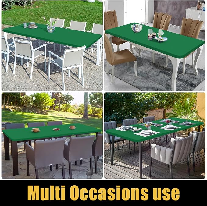 Smiry 6 Pack Rectangle Picnic Table Cloth, Waterproof Elastic Fitted Tablecloths, Washable Polyester Rectangular Patio Table Cover for Camping, Indoor and Outdoor (Hunter Green, 30"x72")