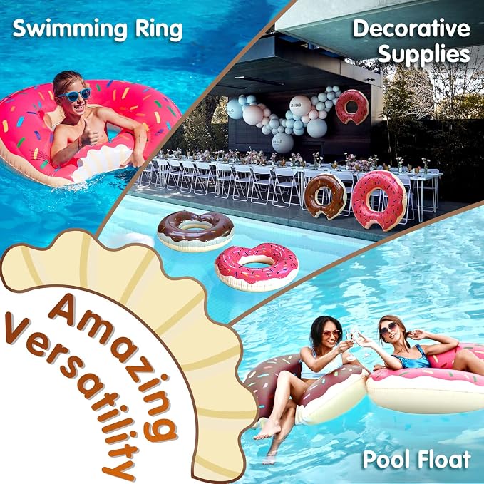 DMAR Donut Pool Float - Donut Tube & Ring for Beach & Pool