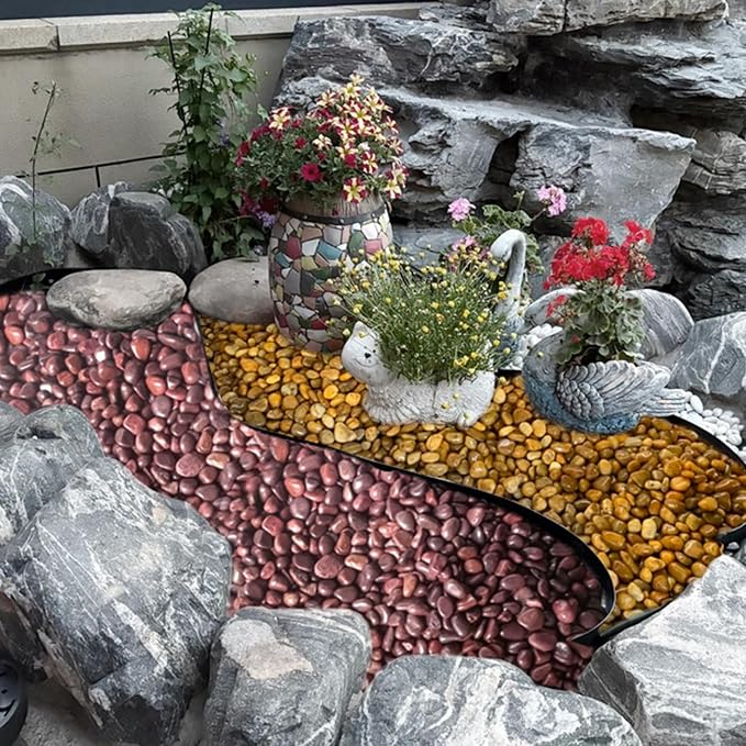 FANTIAN 10 lbs Red River Rocks, 1-2 Inch Polished Pebbles for Indoor Plants, Decorative Rocks Stones for Landscaping, Vases, Aquariums, Fountains, Pathways, Backyard and Garden