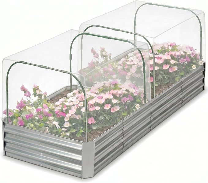 Woanger 2 Pack Garden Netting for Raised Beds Rectangular Pest Barrier with Hoops for Garden Protection Plant Mesh Netting with Drawstring Plants Vegetables Fruits Flowers (for 40x40x20 in)
