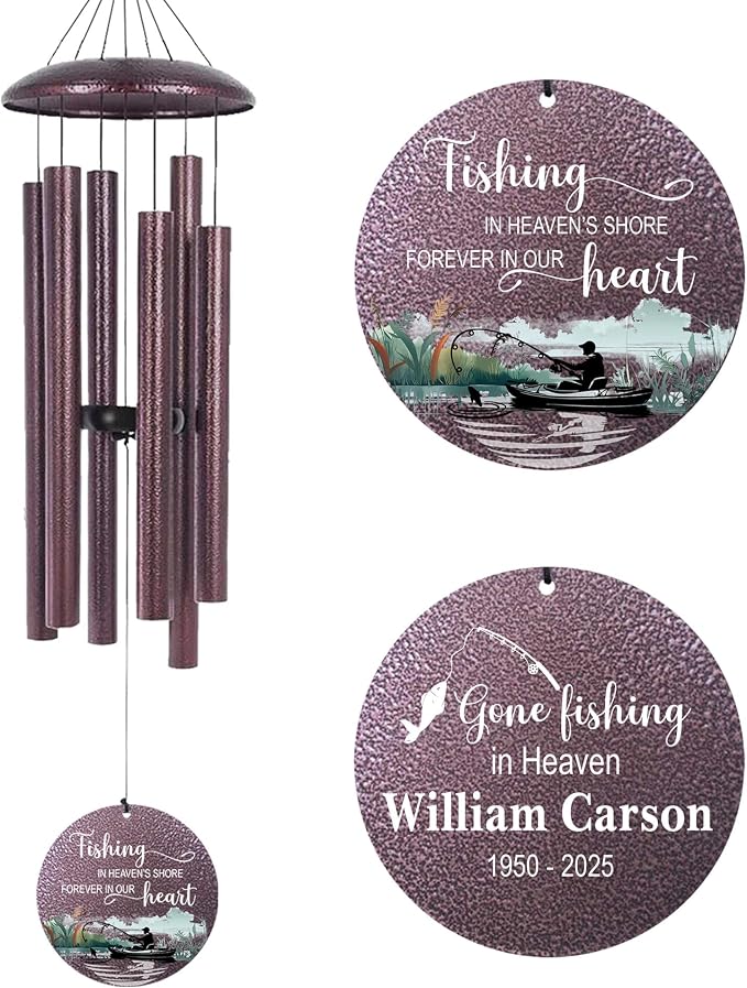 ASTARIN Memorial Wind Chimes Personalized, Produced in Texas Deep Tone Wind Chimes for Loss of Loved One, Sympathy Gifts for Loss Mom/Dad/Sister, Outdoor Windchime for Memory Bereavement Condolence