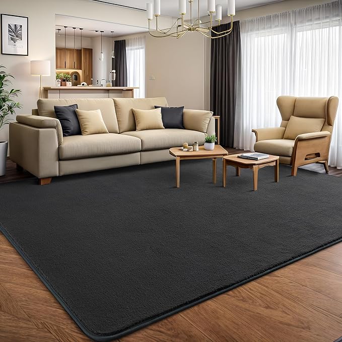 AROGAN 6x9 Area Rugs for Living Room Non Slip Dorm Bedroom Rug, Dark Grey | Modern Area Rugs with Soft Memory Foam, Minimalist Washable Indoor Floor Carpet for Dining Room Office Kids Playroom Decor