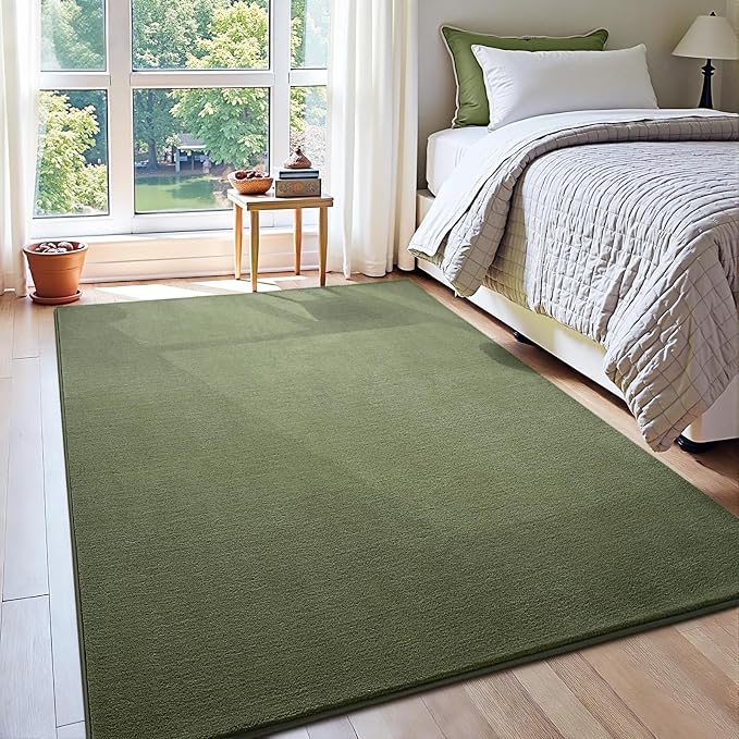 Vasofe 4x6 Soft Rugs for Living Room Bedroom, Sage Green Modern Dorm Rug | Washable Non-Slip Area Rug, Indoor Memory Foam Fluffy Carpet for Boys Girls Room Playroom Nursery Thick Office Mat Home Decor