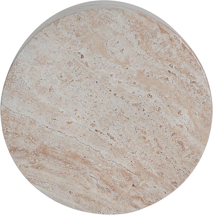 Christopher Knight Home Jaym 15.75" H Indoor Outdoor Accent Side Table, Patio Decorative End Table, Barrel-Shaped Lightweight Concrete Garden Stool for Patio Balcony & Garden Decor, Travertine
