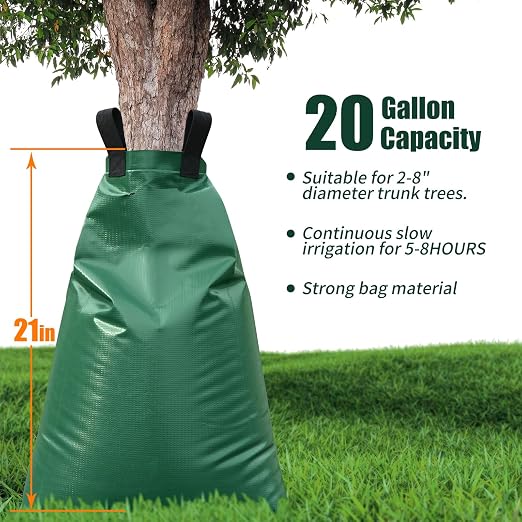 Tree Watering Bags Slow Release:20 Gallon - Reusable & Premium PVC Water Bags - Slow Watering 6-8 Hours for Newly Planted or Established Trees in Hot Weather (1 Pack)