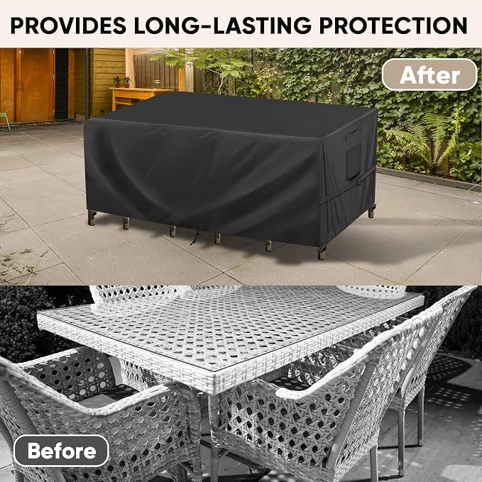 BALEINE Patio Furniture Covers, Outdoor Furniture Covers Waterproof, Heavy Duty Oxford Patio Table Cover for Outdoor Table, Chair, Sofa, Desk (Black, 98"L x 78"W x 28"H)