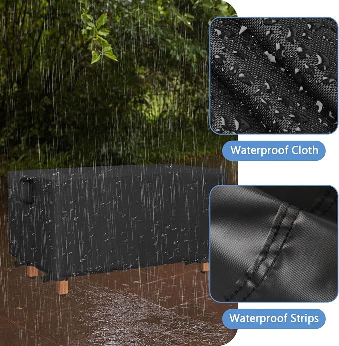 Outdoor Bench Cover for Backless Benches, 48 Inch Patio Bench Covers Waterproof Heavy Duty for Entryway Bench/Garden Benches, Black-48x16x15in