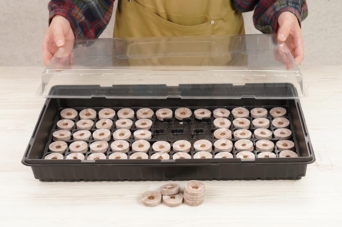 PlantBest 72 Coconut Coir Pellet Seed Starting Greenhouse Kit – 35mm Peat-Free Pellets, All-in-One Seed Starter Tray with Humidity Dome, Sustainable Indoor Germination