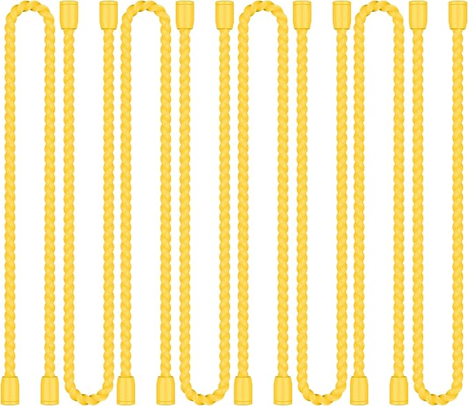 8PCS 12-Inch Silicone Cable Ties, Bendable Rubber Twist Ties, Reusable Twist Ties for Cords, gear ties for Organizing, Bundling (Yellow)