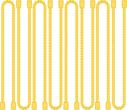 8PCS 12-Inch Silicone Cable Ties, Bendable Rubber Twist Ties, Reusable Twist Ties for Cords, gear ties for Organizing, Bundling (Yellow)