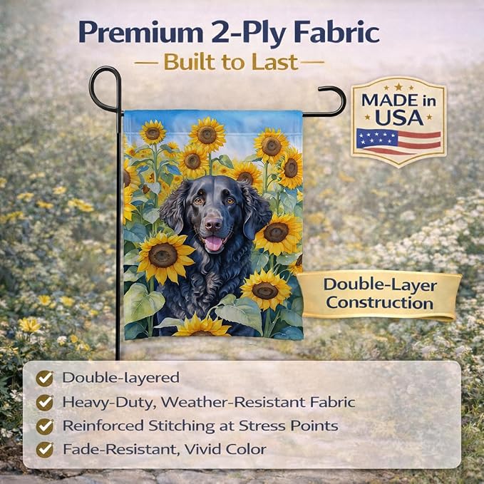 Caroline's Treasures DAC6064GF Curly-Coated Retriever in Sunflowers Garden Flag Mailbox Flag Decorative Yard Flag Banner Outside Patio Artwork Yard Flower Beds, Garden Size, Multicolor