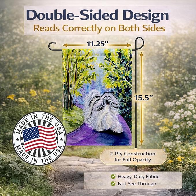 Caroline's Treasures SS8643GF Tibetan Terrier Garden Flag Mailbox Flag Decorative Yard Flag Banner Outside Patio Artwork Yard Flower Beds, Garden Size, Multicolor