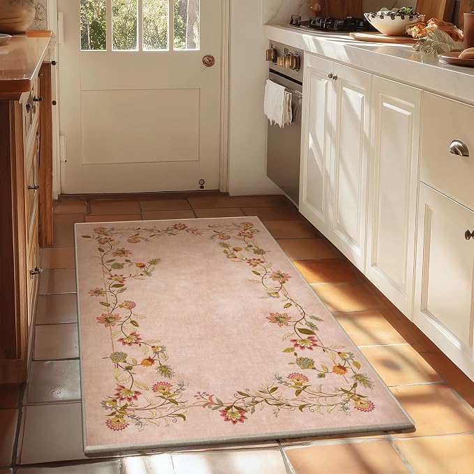 3x5 Small Area Rugs for Entryway: Machine Washable Throw Rugs Stain Resistant Non Slip Low Pile Soft Faux Wool Lightweight Entry Rug for Bedroom Living Room Kitchen Bathroom Laundry Room Home Office
