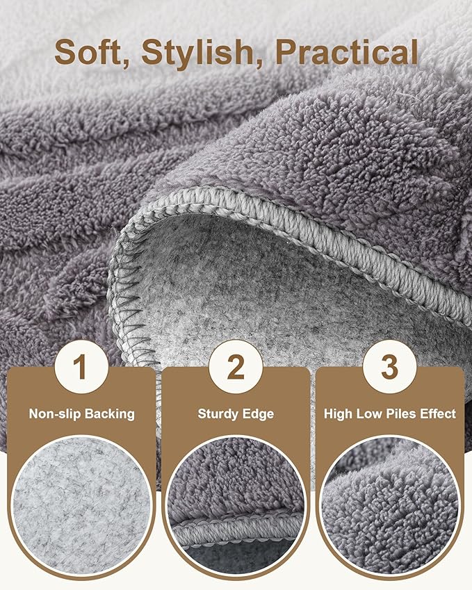 Carvapet 6x9 Area Rug Dark Gray Geometric Soft Plush Washable Carpet | High-low pile texture, luxurious soft plush, skid-resistant backing for living room and dining room floor decor