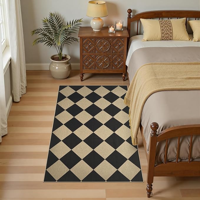 UERMEI 3x5 Outdoor Jute Area Rug Patio Farmhouse Black Brown | Indoor Outdoor Washable Non Slip Pet Friendly Carpet for Door Mat Area Rug for Patio Bedroom Living Room Kitchen Porch