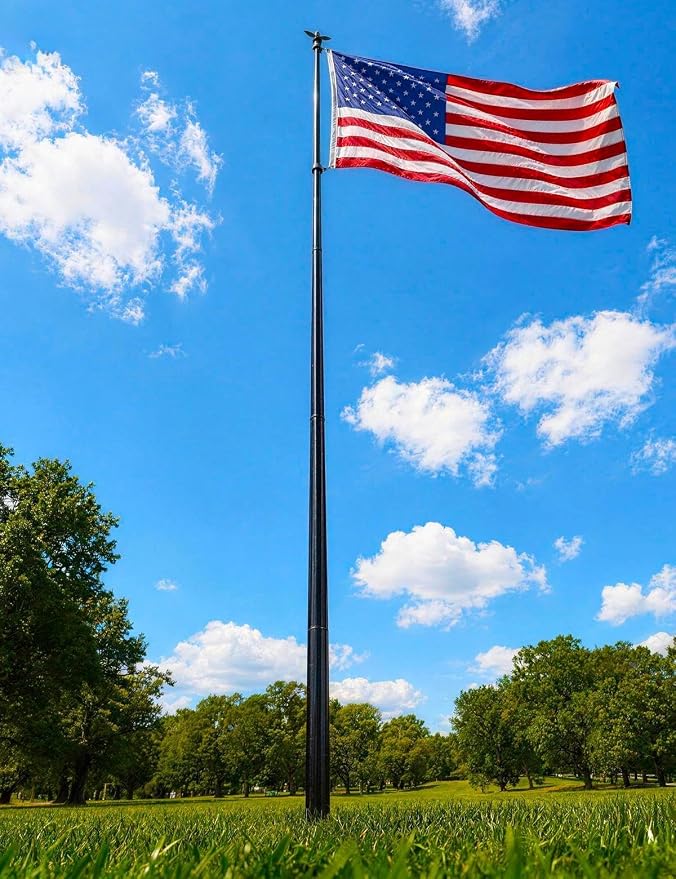LETSTRY 12 FT In-Ground Flag Pole for Outside House, Heavy Duty Wind Resistant Flagpole with Upgraded 5-Prong Base,Portable Mount Flapoles Kit for Yard, Garden Decor, Residential Commerical, Black