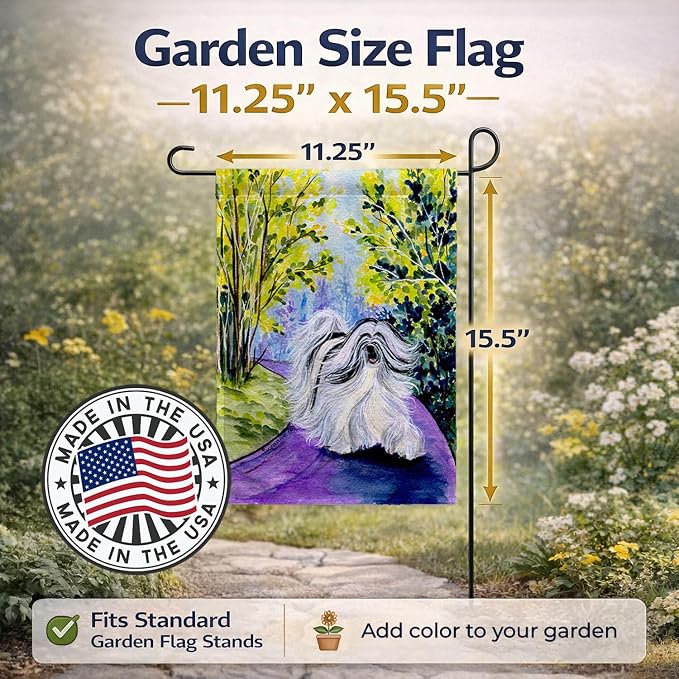 Caroline's Treasures SS8643GF Tibetan Terrier Garden Flag Mailbox Flag Decorative Yard Flag Banner Outside Patio Artwork Yard Flower Beds, Garden Size, Multicolor