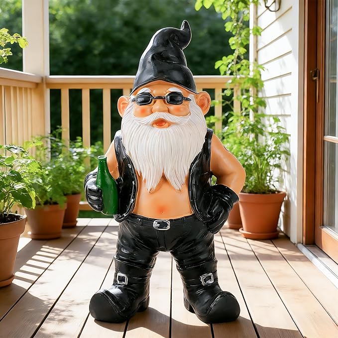 Teaeeno Garden Gnome Statue, Funny Gnomes Yard Decor Statues, Garden Gnome Weather Resistant Lawn Decor or Tabletop Figurines, Funny Animal Statue & Sculpture