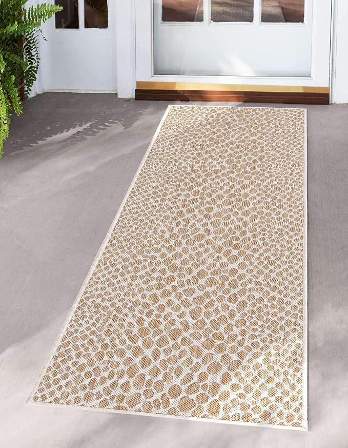 Unique Loom Outdoor Collection Area Rug - Cape Town (2' x 8' Runner, Dark Beige/ Ivory)