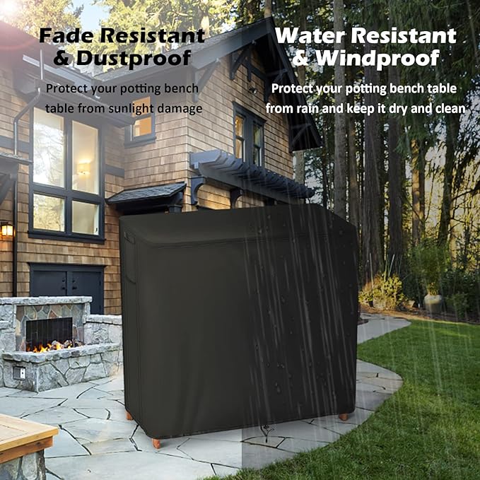 40 In Outdoor Kitchen Cabinet Cover for Garden Mud Storage Potting Table | 39.4x18x35.8,Waterproof Dustproof Heavy Duty Oxford Fabric,Storage Cabinet with Potting Bench Cover for Outside Workstation