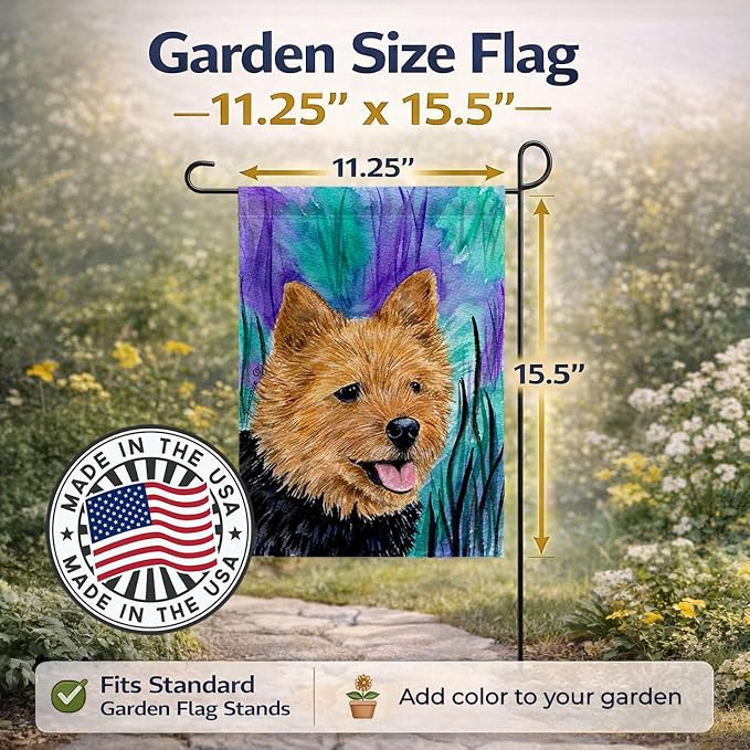 Caroline's Treasures SS8431GF Norwich Terrier Garden Flag Mailbox Flag Decorative Yard Flag Banner Outside Patio Artwork Yard Flower Beds, Garden Size, Multicolor