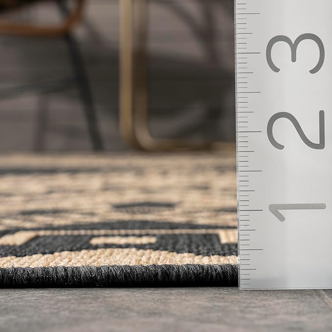 Nuloom Outdoor Performance Collection Landry Charcoal/Ivory, 8' x 10', Soft, High Traffic, Stain Resistant, Easy Clean, Durable Area Rug for Indoor/Outdoor Patio, Deck, Porch, Garden, Courtyard
