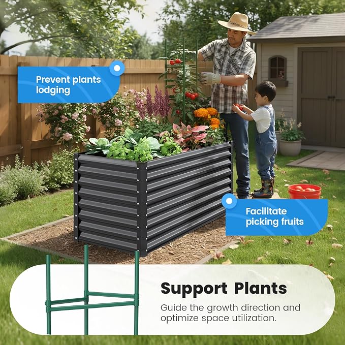 Quictent Galvanized Raised Garden Bed 4x3x1 Ft Metal Planter Box for Vegetables Bottomless for Backyard Dark Grey 2PCS