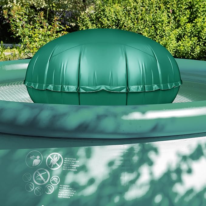 CACSPS Round Pool Pillow for Above Ground Pools, 10Ft Air Pillow for Closing Winter Winterizing Kit, 0.5mm PVC Material, 2X 16.5Ft Rope (Green)