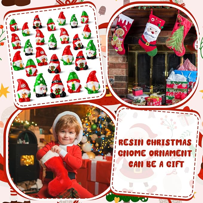80 Pcs Christmas Mini Gnomes Green and Red Resin Christmas Miniature Gnomes Figurines Xmas Tiny Resin Statues Table Centerpieces for Patio Garden Ornament to Hide