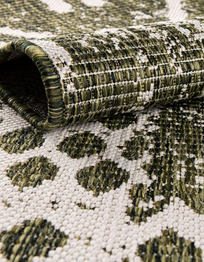 Unique Loom Outdoor Bohemian Collection Area Rug - Anthro (10' 8" Square Green/Ivory)