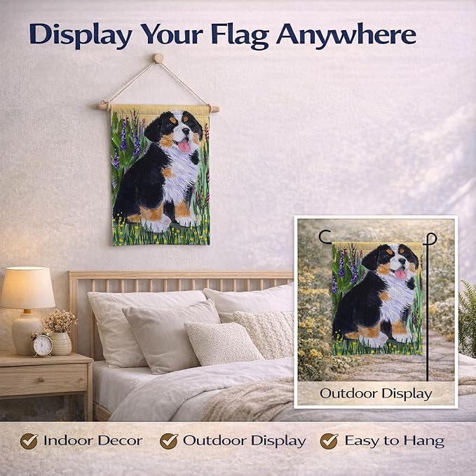 Caroline's Treasures SS8215GF Bernese Mountain Dog Garden Flag Mailbox Flag Decorative Yard Flag Banner Outside Patio Artwork Yard Flower Beds, Garden Size, Multicolor