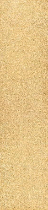 JONATHAN Y Haze Solid Low-Pile Mustard Runner Rug 2x14, Coastal,Bohemian,Minimalist,Classic, Easy-Cleaning for Living Room,Bedroom,Kitchen,Pet Friendly,Non-Shedding (SEU100B-214)