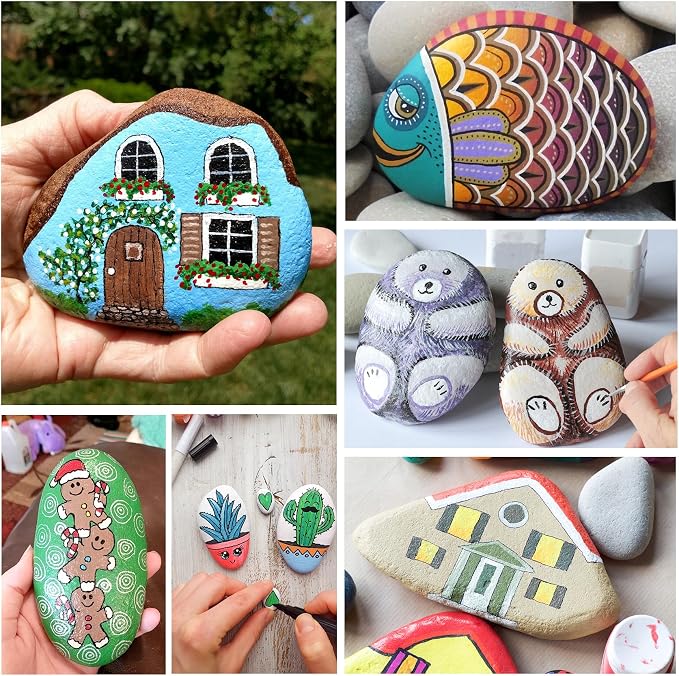 Simetufy 20 Pcs 3.3-4.5'' Large River Rocks for Painting, Rocks for Painting, Rock Painting for Kids, Smooth and Flat Rocks Painting Rocks for DIY & Arts