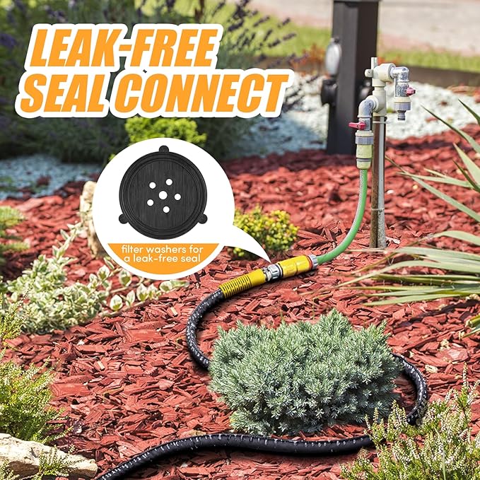 LAVEVE 200FT Flat Soaker Hose, Heavy Duty Garden Watering Hose, Flexible Leakproof Drip Irrigation Hose Saves 80% Water for Lawn, Flower Beds, Vegetable Field (50FT x 4 Pack)