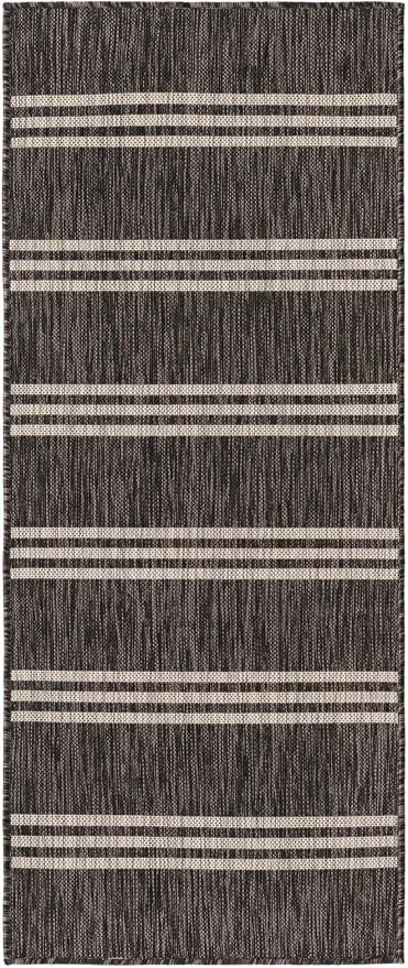 Unique Loom Jill Zarin Outdoor Collection Area Rug - Anguilla (2' x 5' 1'' Runner, Charcoal/ Ivory)
