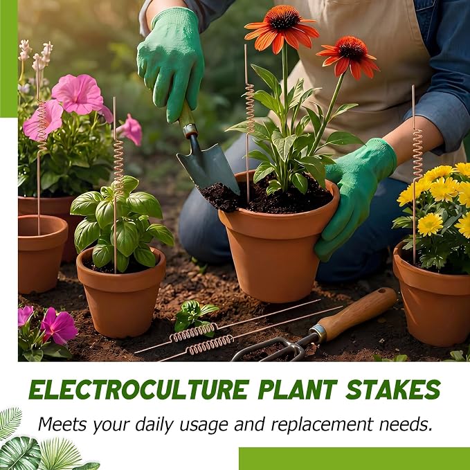 9 Pack Electroculture Plant Stakes Copper Plant Stake 10" Tensor Rings Copper Rods for Garden Electroculture Gardening Coil Wire Antenna for Growing Vegetable Garden Plants Support(Classic)