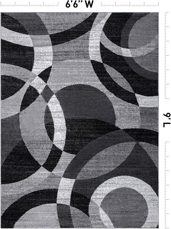 Rugshop Abstract Circles Contemporary High Traffic Area Rug Gray 6'6" x 9' | Rectangular, Size 6'6" x 9', Living Room, Bedroom, Dining Room, Home Office, Kitchen, Entryway, Hallway, Nursery, Kids Room