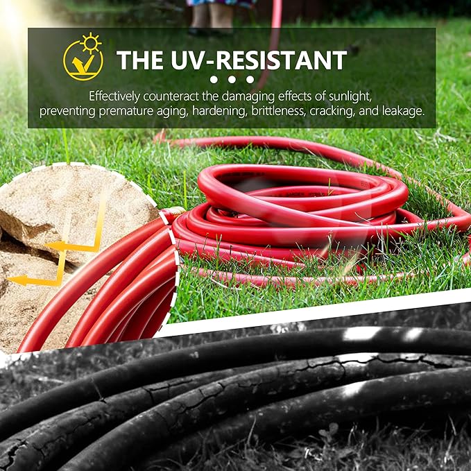 5/8" Garden Hose 50ft, -40℉ To 190℉ Hot/Cold, Heavy Duty,Flexible, 300psi Working, 1000psi Burst, 3/4" Brass Fittings with Hose Protector Coil Spring for Outdoor,Yard, Farm