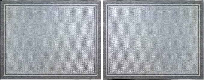 Gertmenian Indoor Outdoor Classic Flatweave Area Rug, Stain & UV Resistant Carpet, Deck, Patio, Poolside & Mudroom, 8x10 Ft Large, Simple Border, Silver Gray, 21908P2