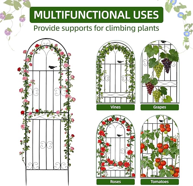 Amoskey Durable Garden Trellis for Climbing Plants - Outdoor Trellis Supports for Lush Greenery - Ideal for Vines, Flowers, and Vegetables, Easy Installation & Space-Saving Design (71"H*20"W -4 pack)