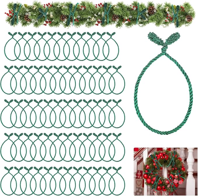 60 Pcs 20 Inches Christmas Garland Ties Christmas Decorative Twist Ties Reusable and Flexible Banister Ties Garland Ties for Garland, Banister Home Decoration