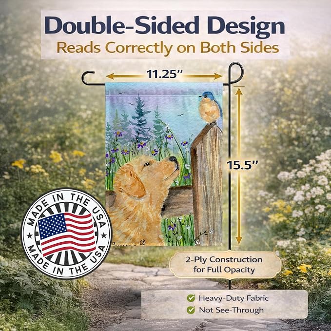 Caroline's Treasures SS8883GF Golden Retriever Garden Flag Mailbox Flag Decorative Yard Flag Banner Outside Patio Artwork Yard Flower Beds, Garden Size, Multicolor