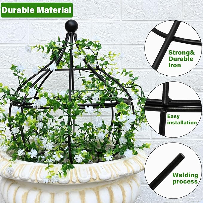 Sturdy Metal Garden Obelisk Trellis for Climbing Plants - 12" x 18.1" Versatile Support for Roses, Topiaries & Houseplants - Easy to Assemble, Durable & Decorative for Indoor/Outdoor Displays