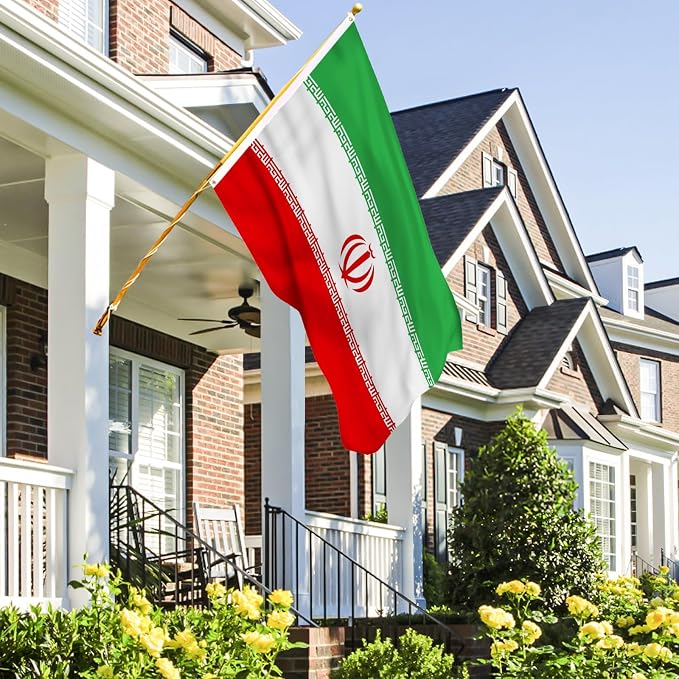 AhfuLife Iran Flag 5ft x 3ft for Party Decorations, 1 Pcs Large Iran Flags Polyester Double Side with Brass Eyelets for World Cup Football National Day Garden Street Indoor Outdoor Decorations