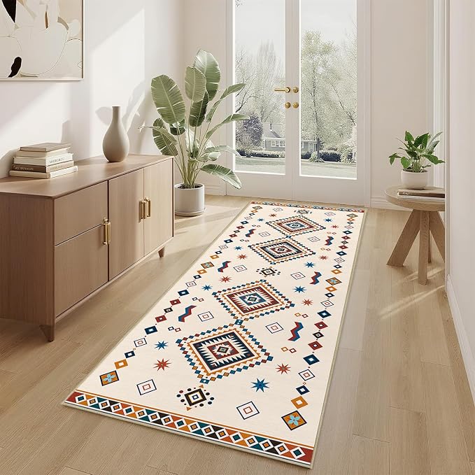 Moroccan Runner Rug 2x6 for Hallway Boho Geometric Western Tribal Rug Soft Southwestern Washable Rugs Non Slip Low Pile Carpet for Kitchen Entryway Laundry Room Bedroom